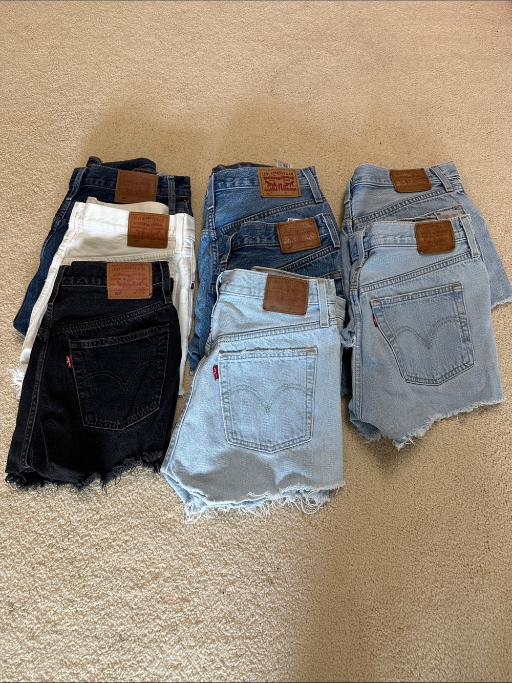 Levi's Women's Denim Cutoff Shorts - Light Wash, Medium Wash, Black, White - Picture 1 of 16
